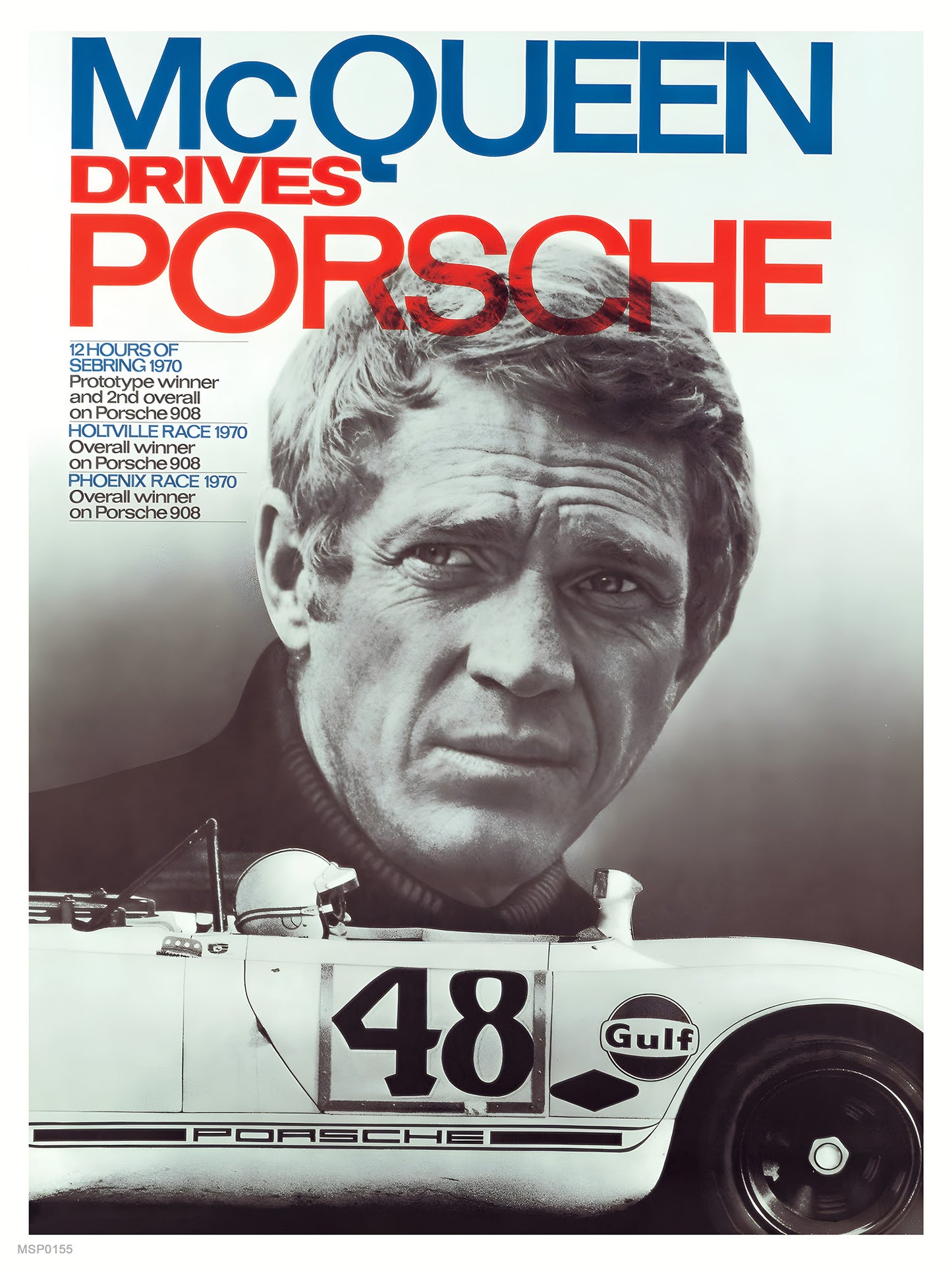 Steve McQueen Drives Porsche 30x40cm Art Print