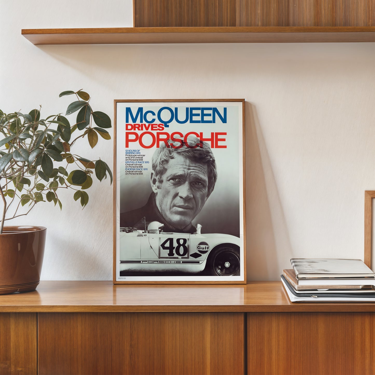 Steve McQueen Drives Porsche 30x40cm Art Print