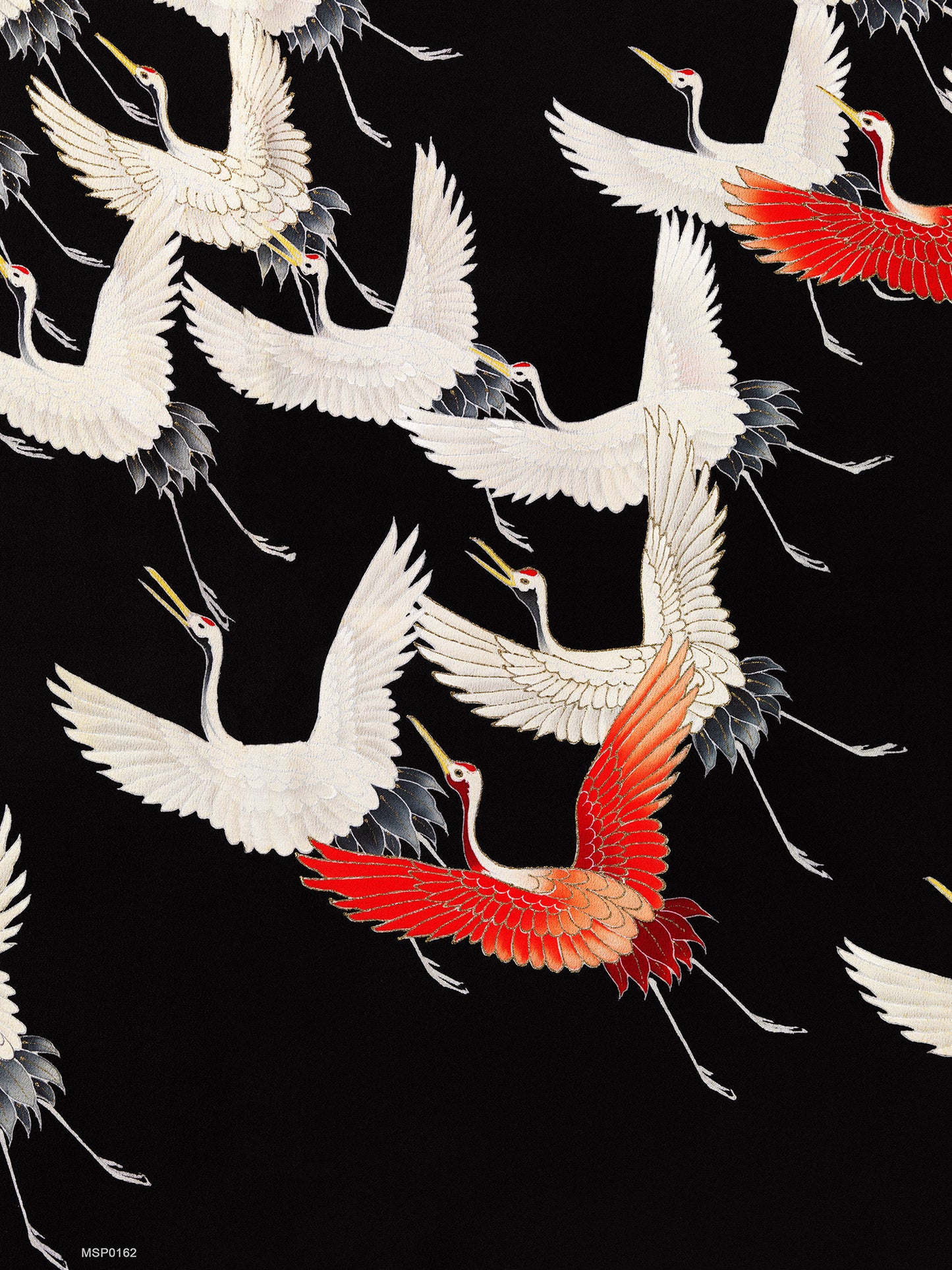 Japanese Crane Kimono Pattern 30x40cm Art Print