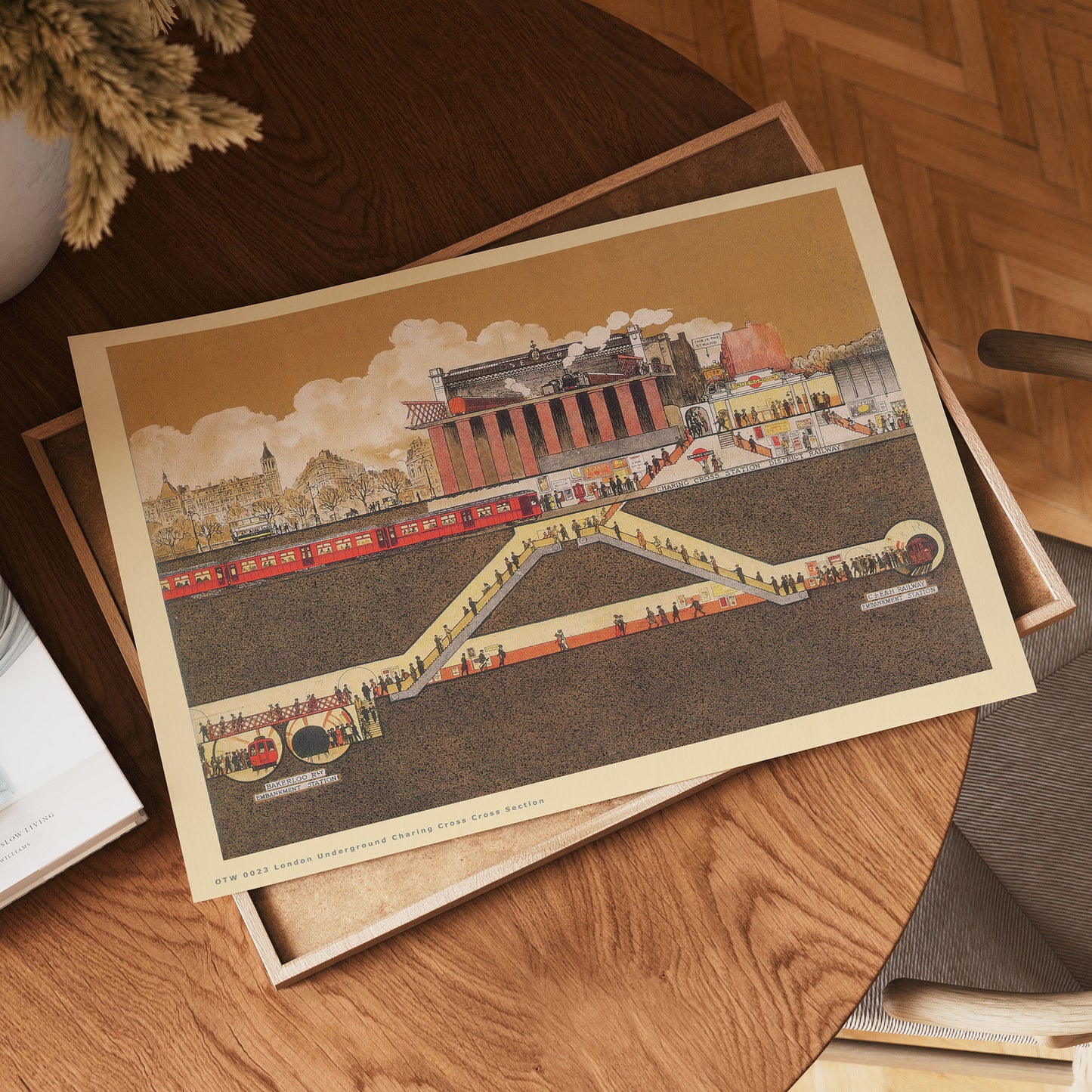 London Underground Charing Cross Cross Section Vintage Railway Poster Art Print 30x40cm