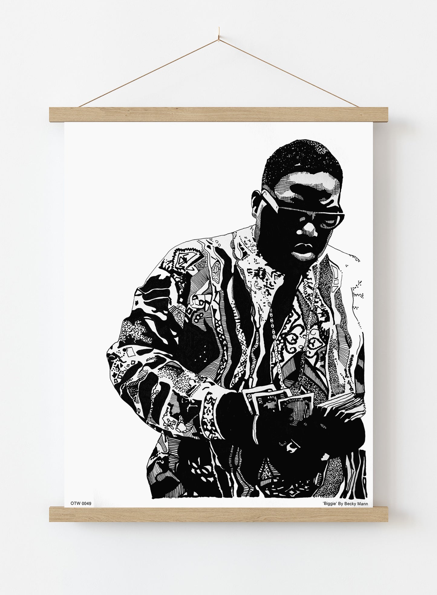 The Notorious B.I.G. Portrait Art Print Poster by Becky Mann Print – Becky Mann Vintage Poster Wall Art 30x40cm Hanger
