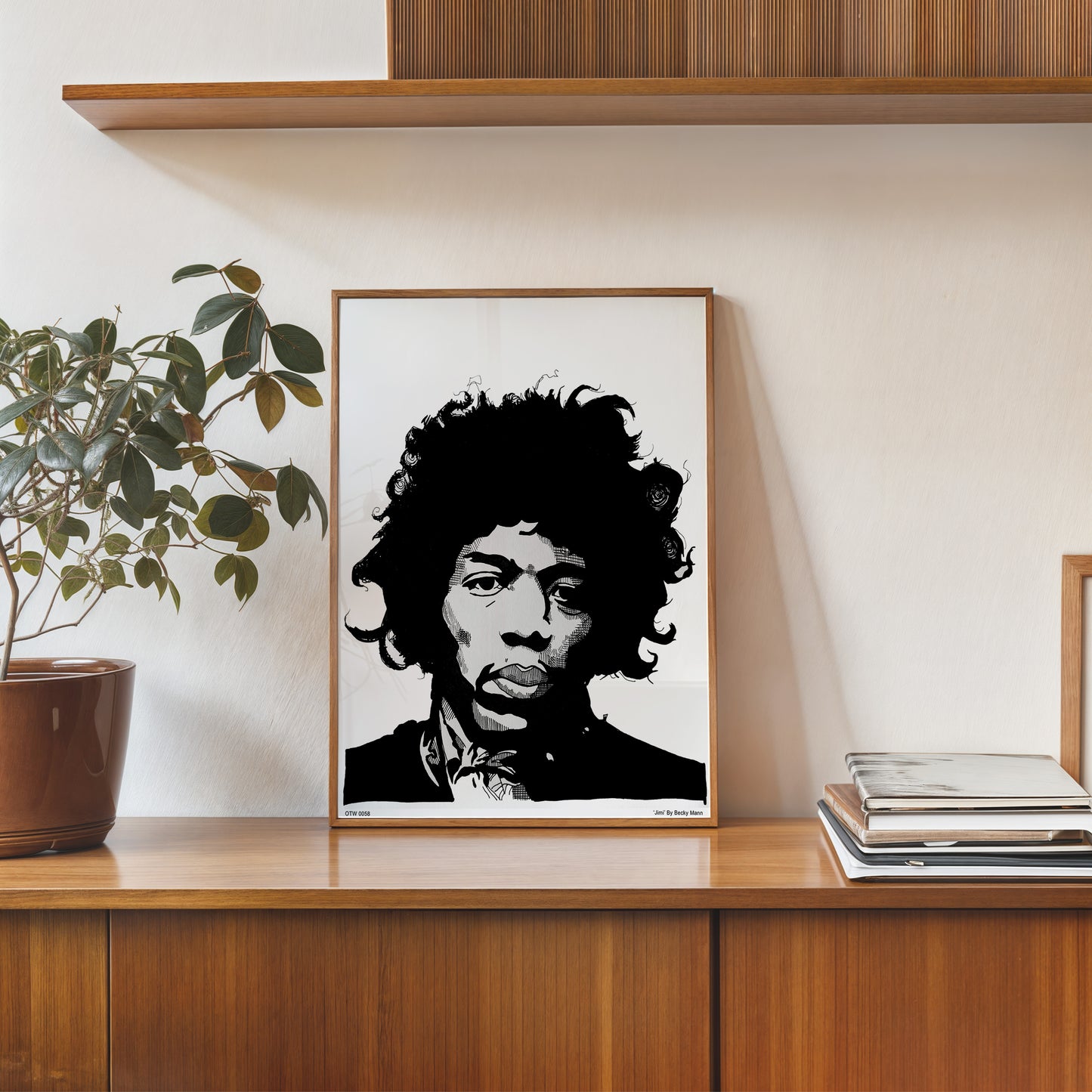 Jimi Hendrix Portrait Art Print Poster by Becky Mann 30x40cm