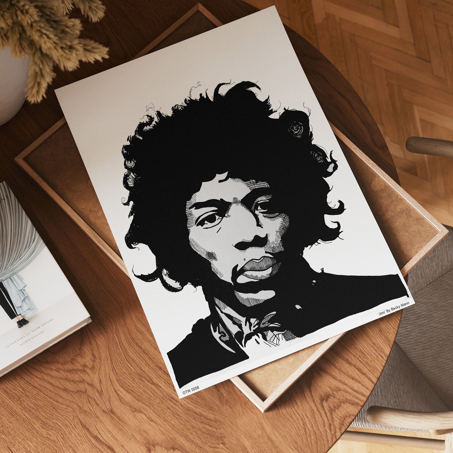 Jimi Hendrix Portrait Art Print Poster by Becky Mann 30x40cm
