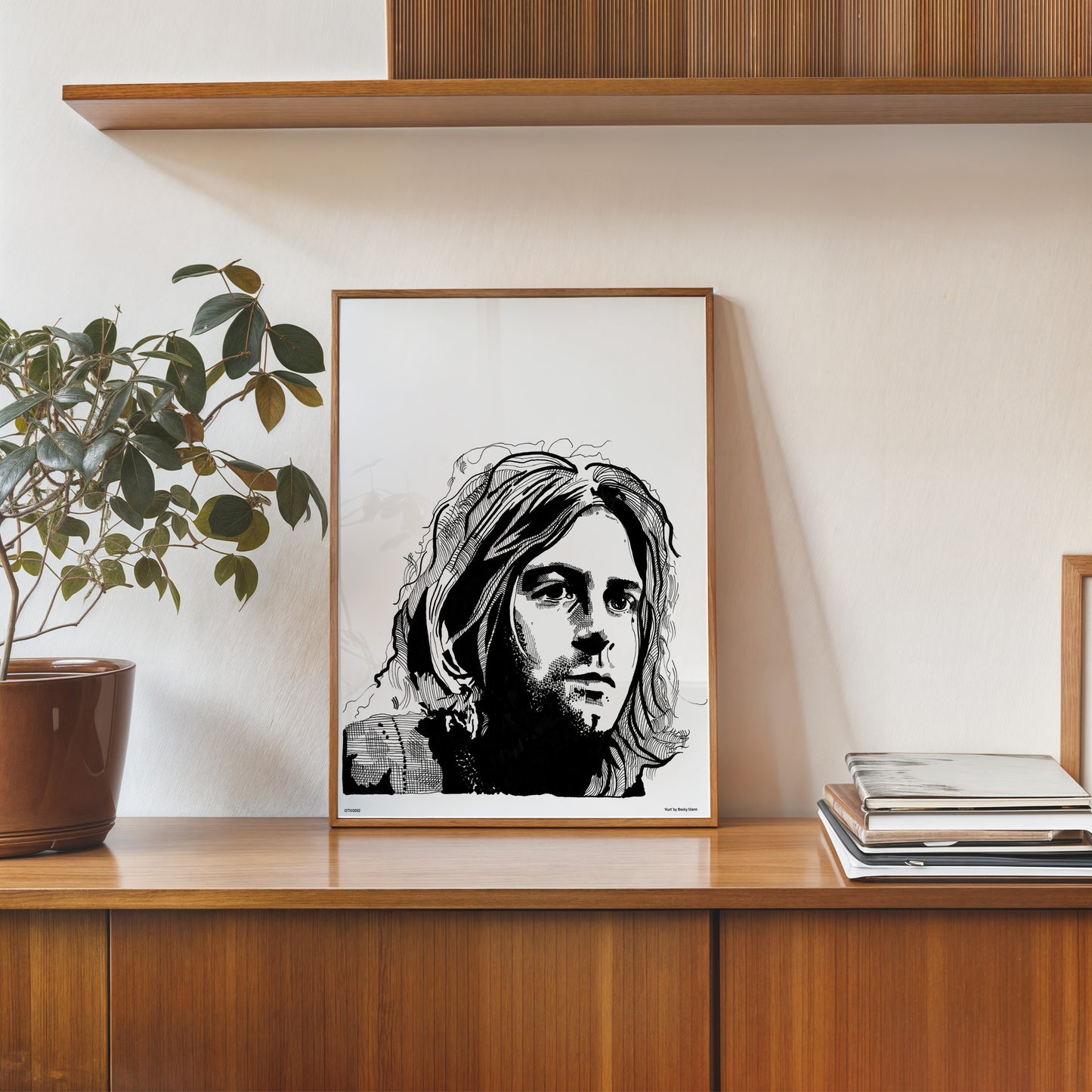 Kurt Cobain from Nirvana Portrait Art Print Poster by Becky Mann 30x40cm
