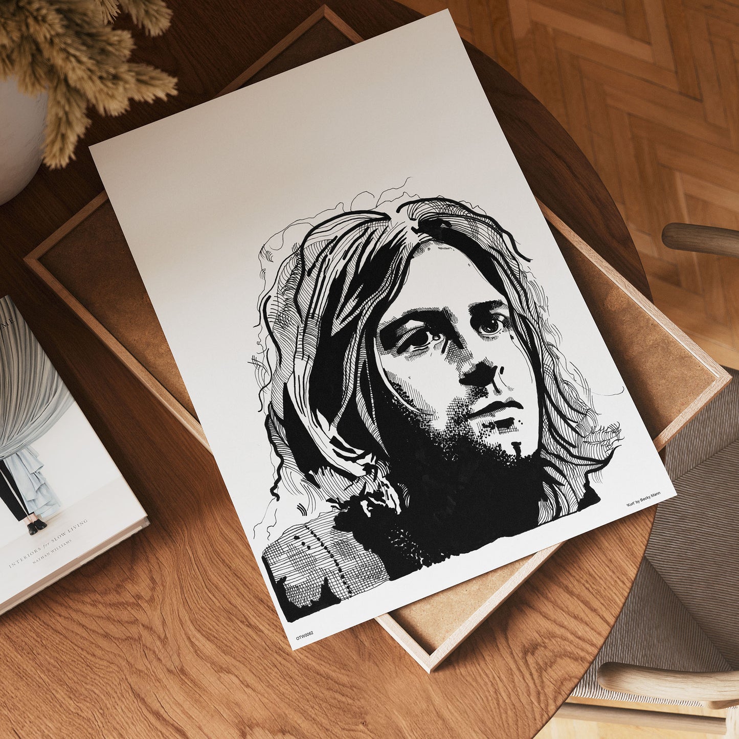 Kurt Cobain from Nirvana Portrait Art Print Poster by Becky Mann 30x40cm