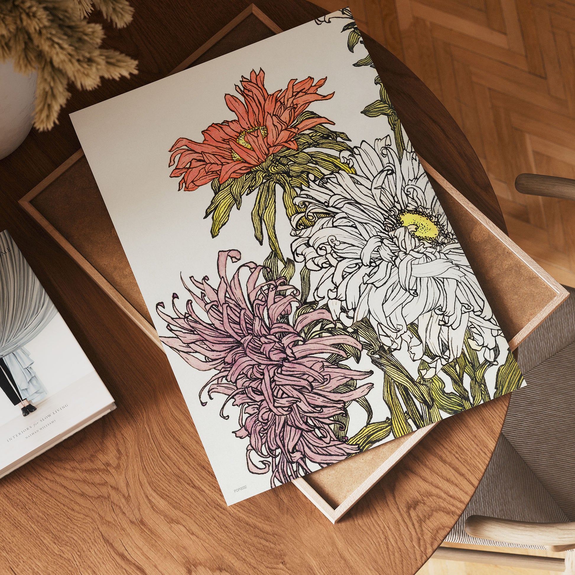 Botanical Art Print 30x40cm Chrysanthemums by Julie de Graag
