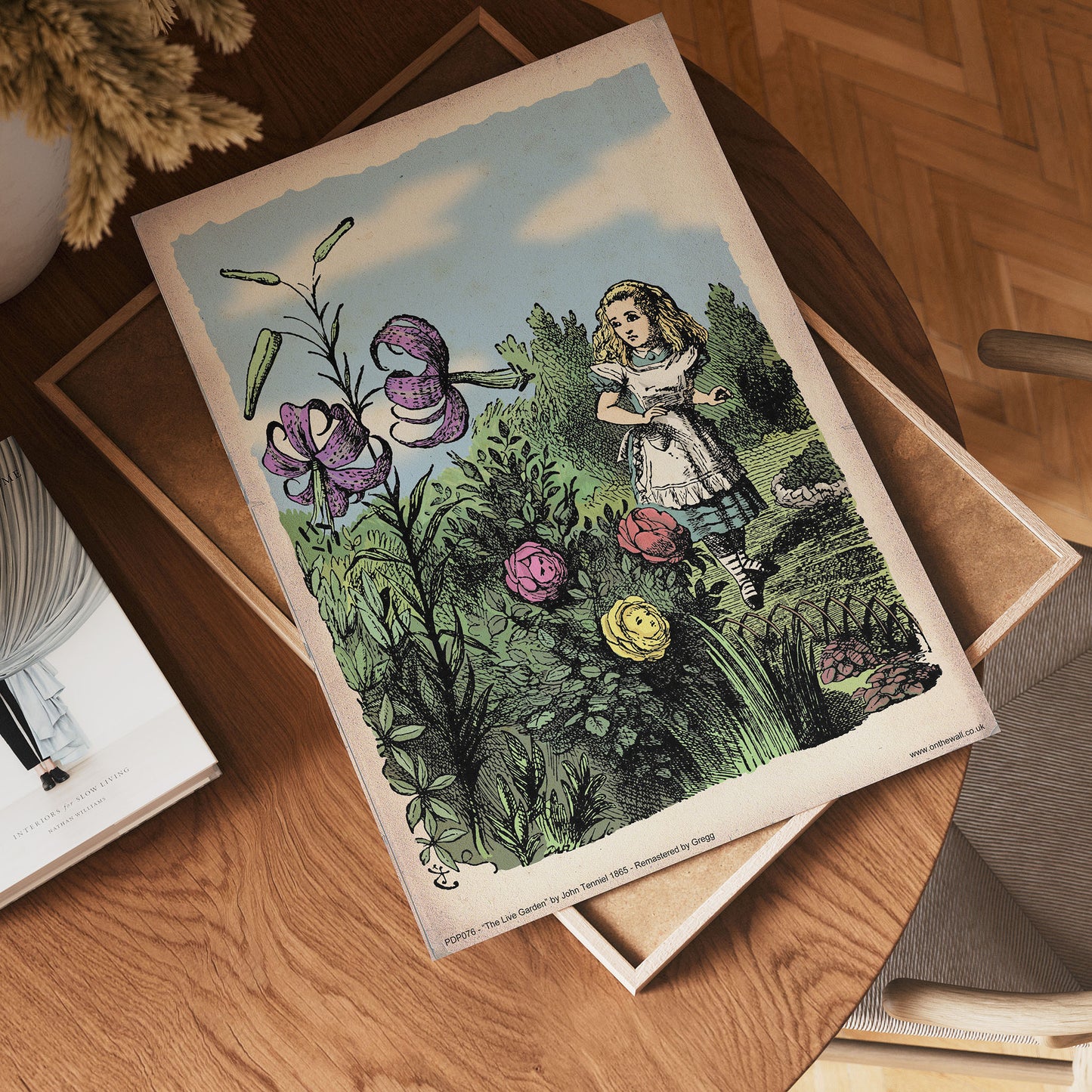 Alice in Wonderland Flower Garden Vintage Art Print Poster 40x30cm
