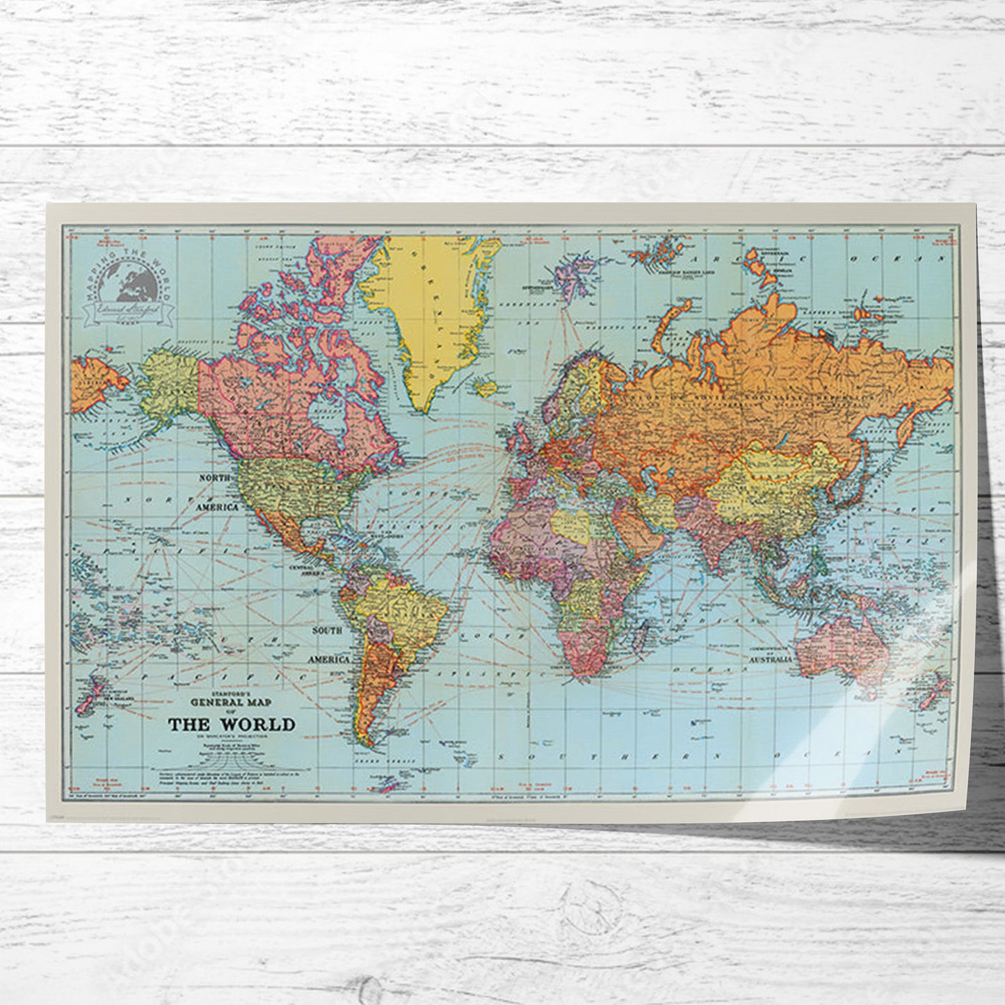 STANFORDS GENERAL MAP OF THE WORLD (COLOUR) 61x91.5cm Poster