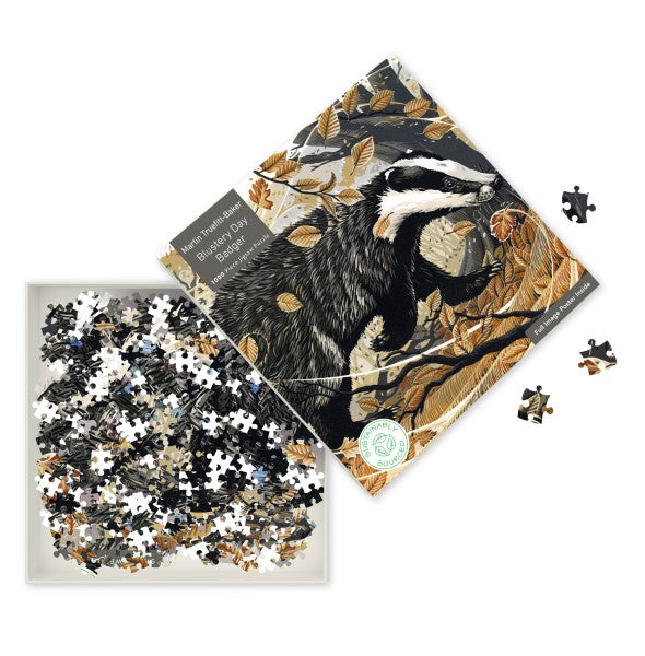 Martin Truefitt-Baker: Blustery Day Badger 1000 piece Jigsaw