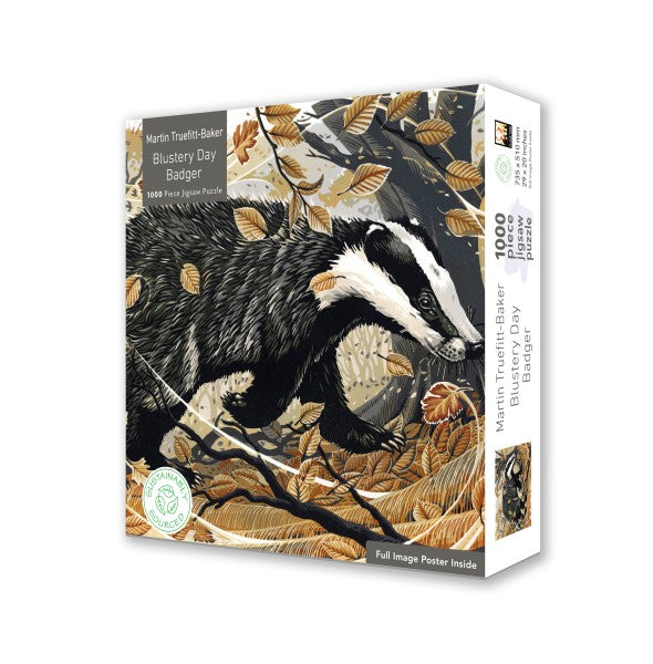 Martin Truefitt-Baker: Blustery Day Badger 1000 piece Jigsaw
