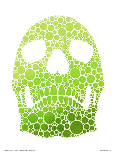 Pop Art Poster Print - Green Sugar Skull Stencil by (OTW030) 30x40cm