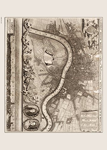 Old London Map 70x50cm Art Print