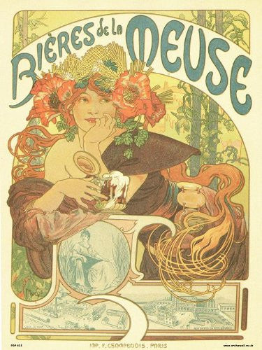 Art nouveau by Alphonse Mucha bieres de la meuse Poster Art Print 30x40cm