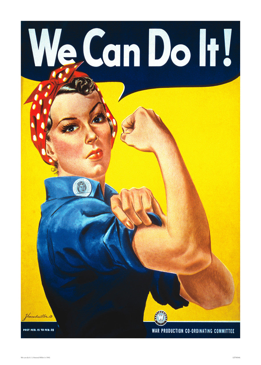 We Can Do It, Rosie the Riveter World War 2, Vintage Feminism Art Print Poster 50x70cm