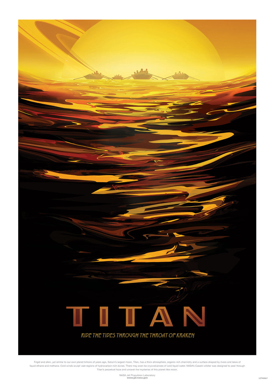 Titan, River, The Great Voyage, Space Travel, Tourism NASA, Art Print Poster 50x70cm