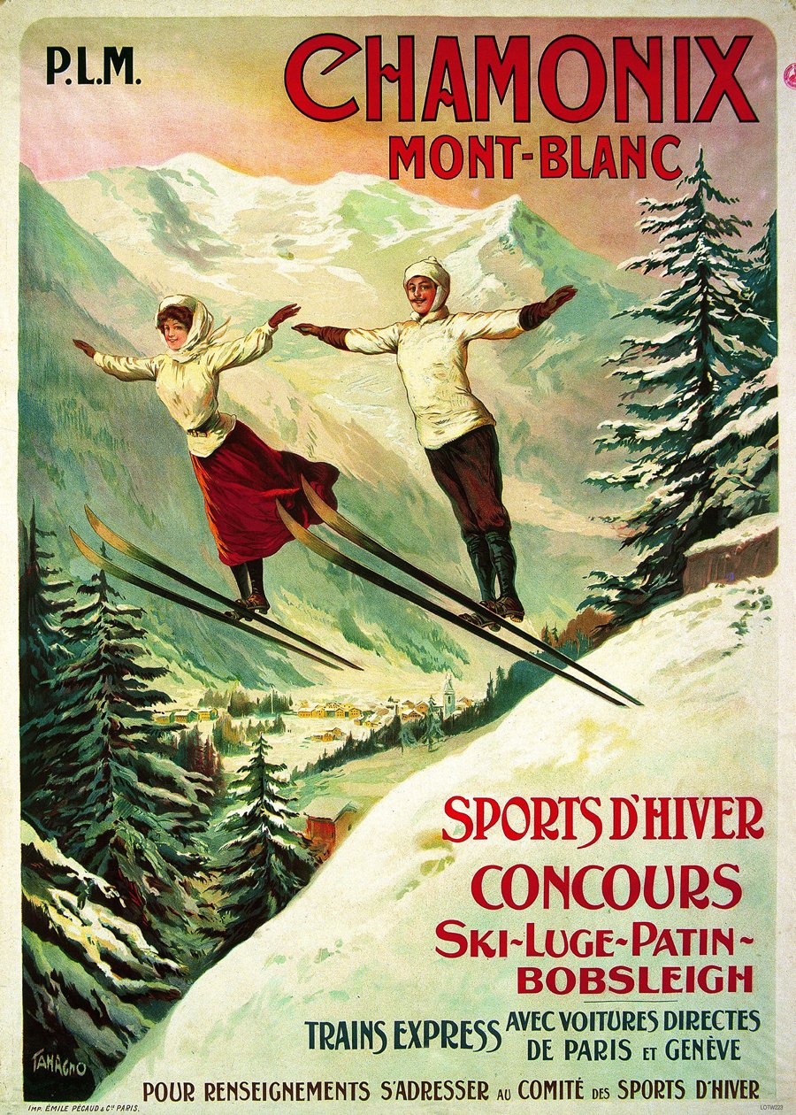 Chamonix Ski Resort 50x70cm Art Print