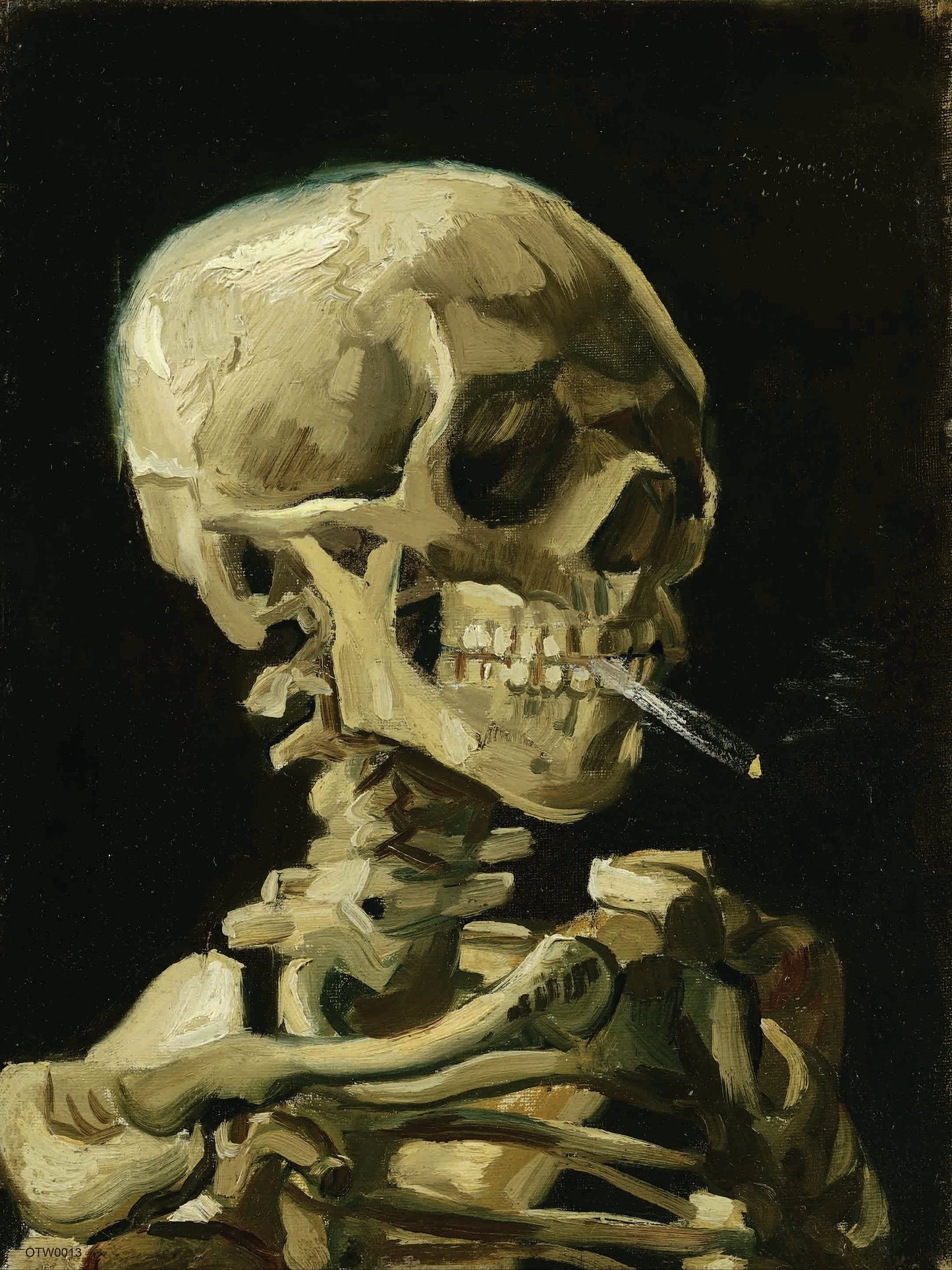 Van Gogh Smoking Skeleton 50x70cm Art Print