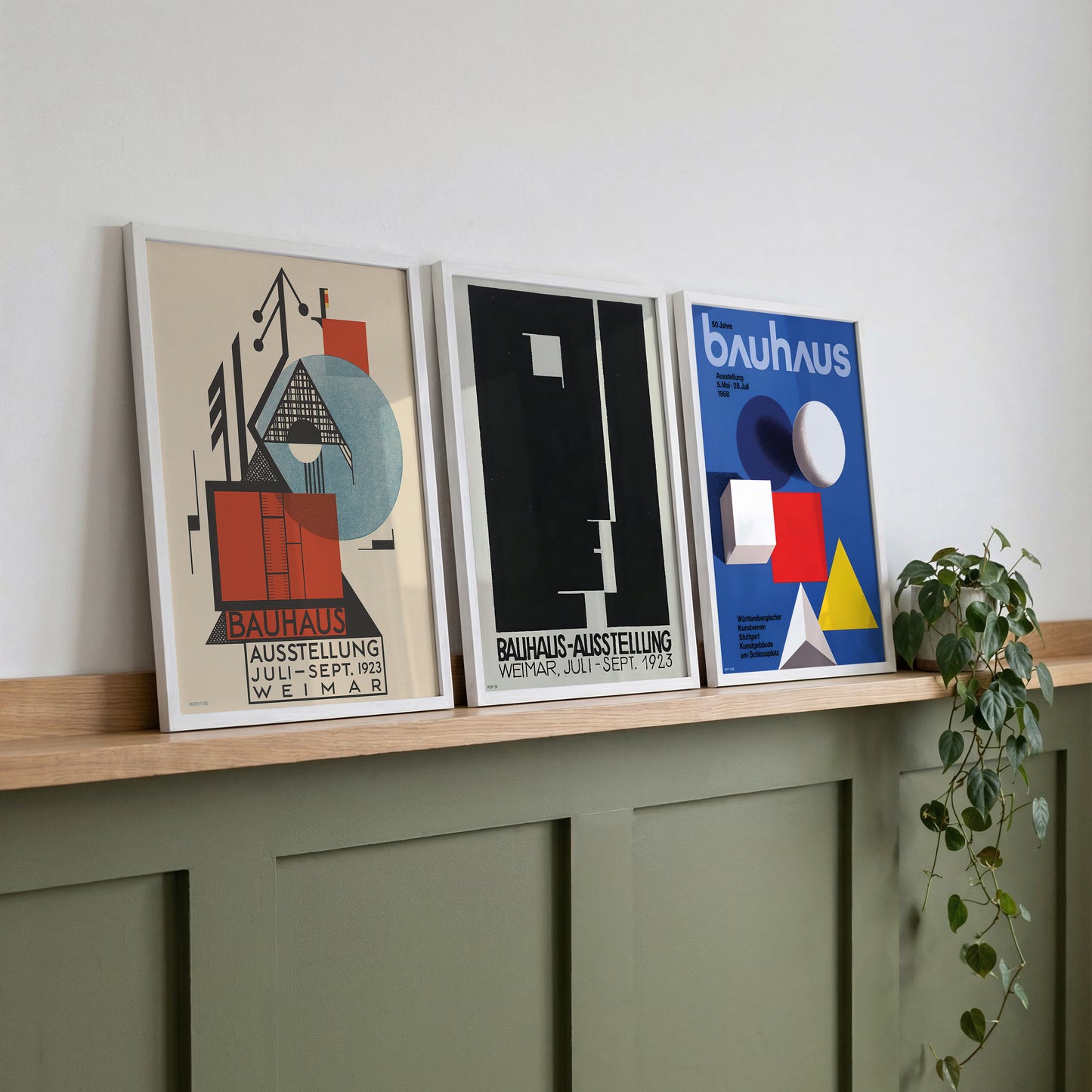 Bauhaus Print Set of 3 with White Frames | Mid-Century Modern Wall Art Bundle | Save £25