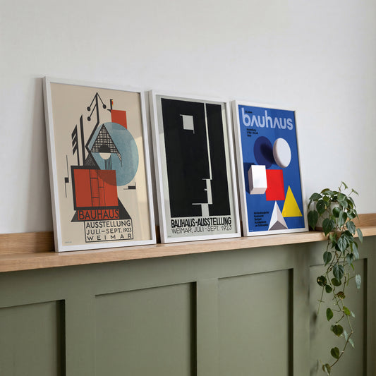 Bauhaus Print Set of 3 with White Frames | Mid-Century Modern Wall Art Bundle | Save £25