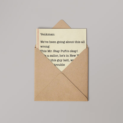 Ghostbusters, Venkman Movie Quote Greetings Card (14x14cm)