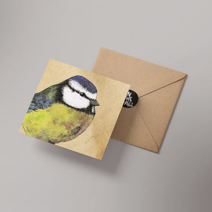 Blue Tit Greetings Card 14x14cm (blank inside)