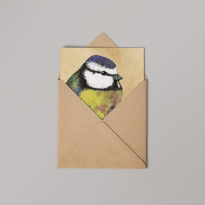 Blue Tit Greetings Card 14x14cm (blank inside)