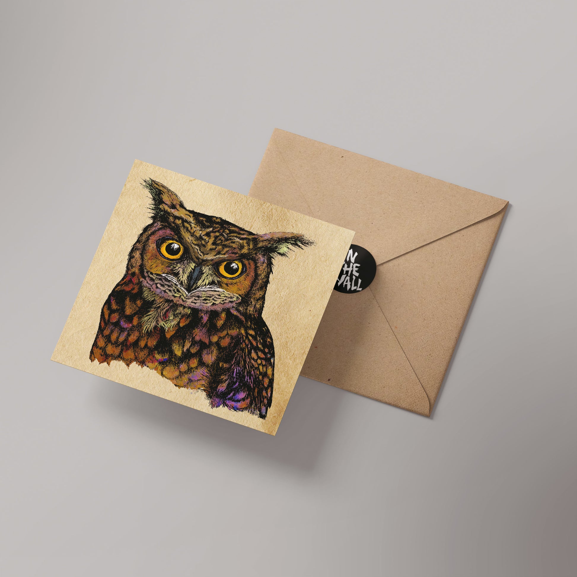 Great Horned Owl Greetings Card 14x14cm (blank inside)