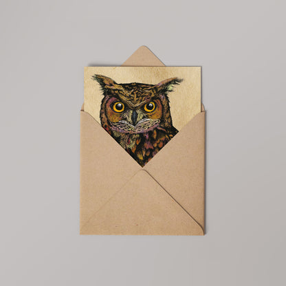 Great Horned Owl Greetings Card 14x14cm (blank inside)