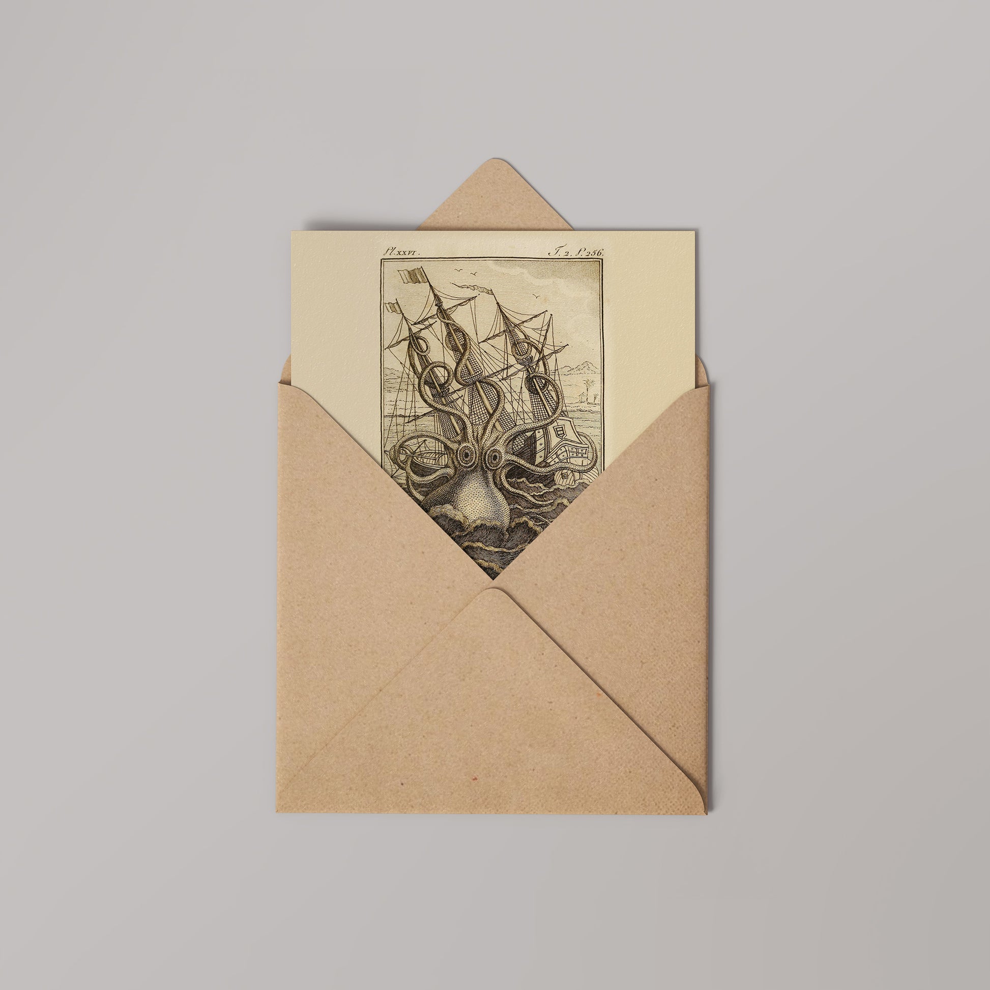 Kraken Natural History 14x14cm Greetings card (Blank Inside)