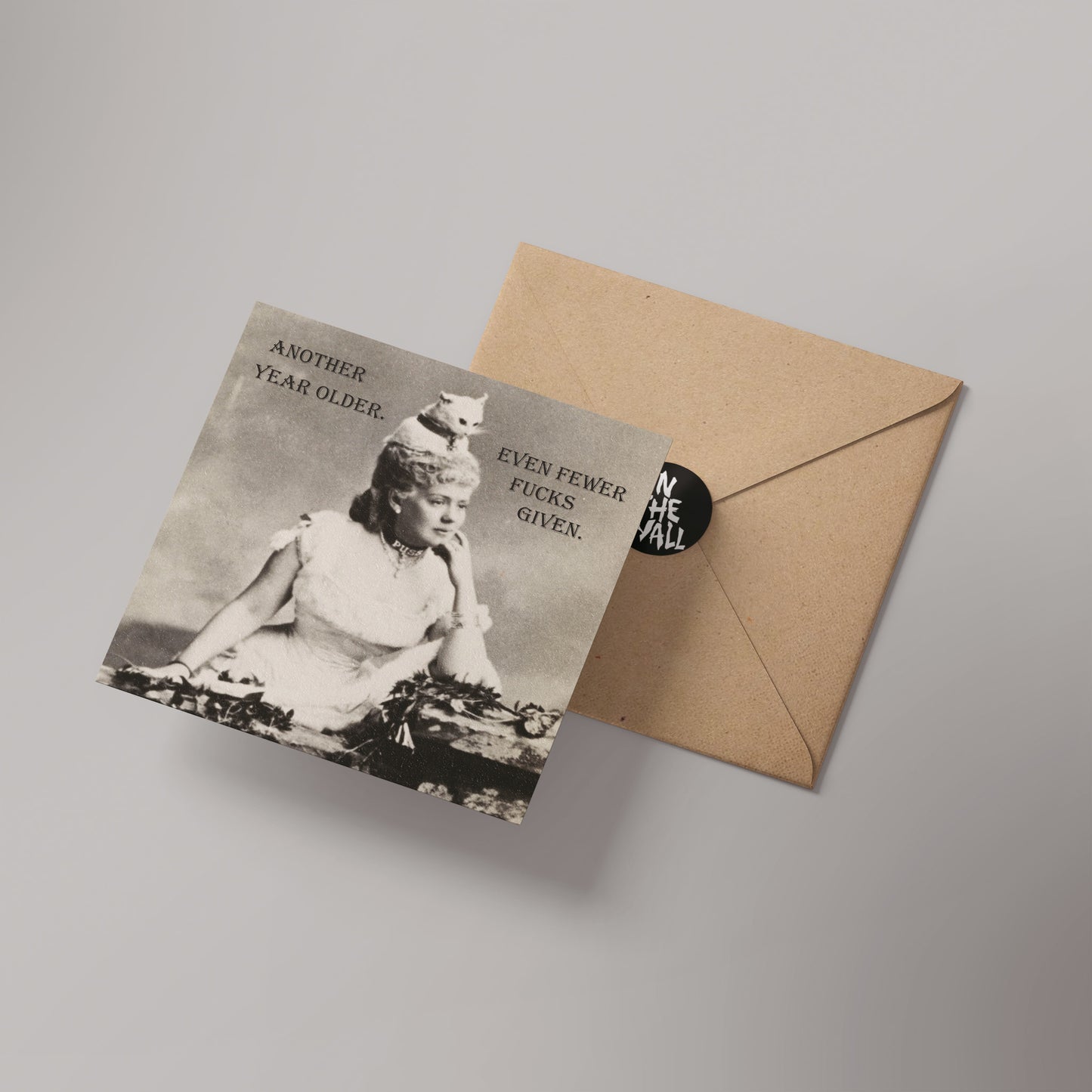 Zero Fucks Vinatge Comedy 14x14cm Greetings card (Blank Inside)