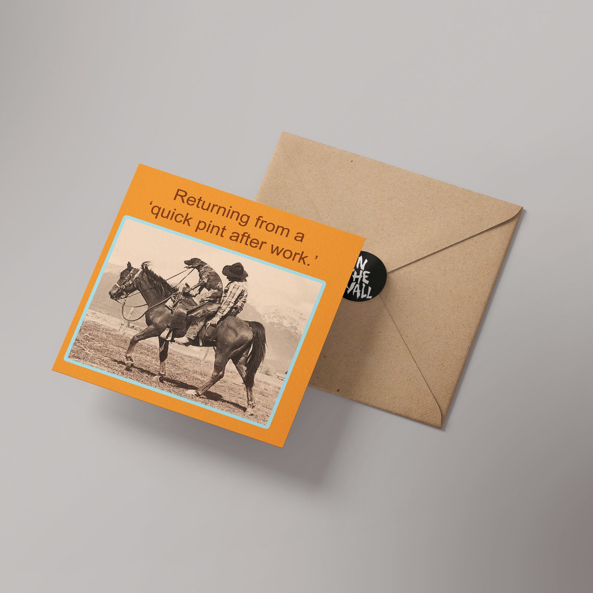 Drunk Cowboy Greetings Card 14x14cm
