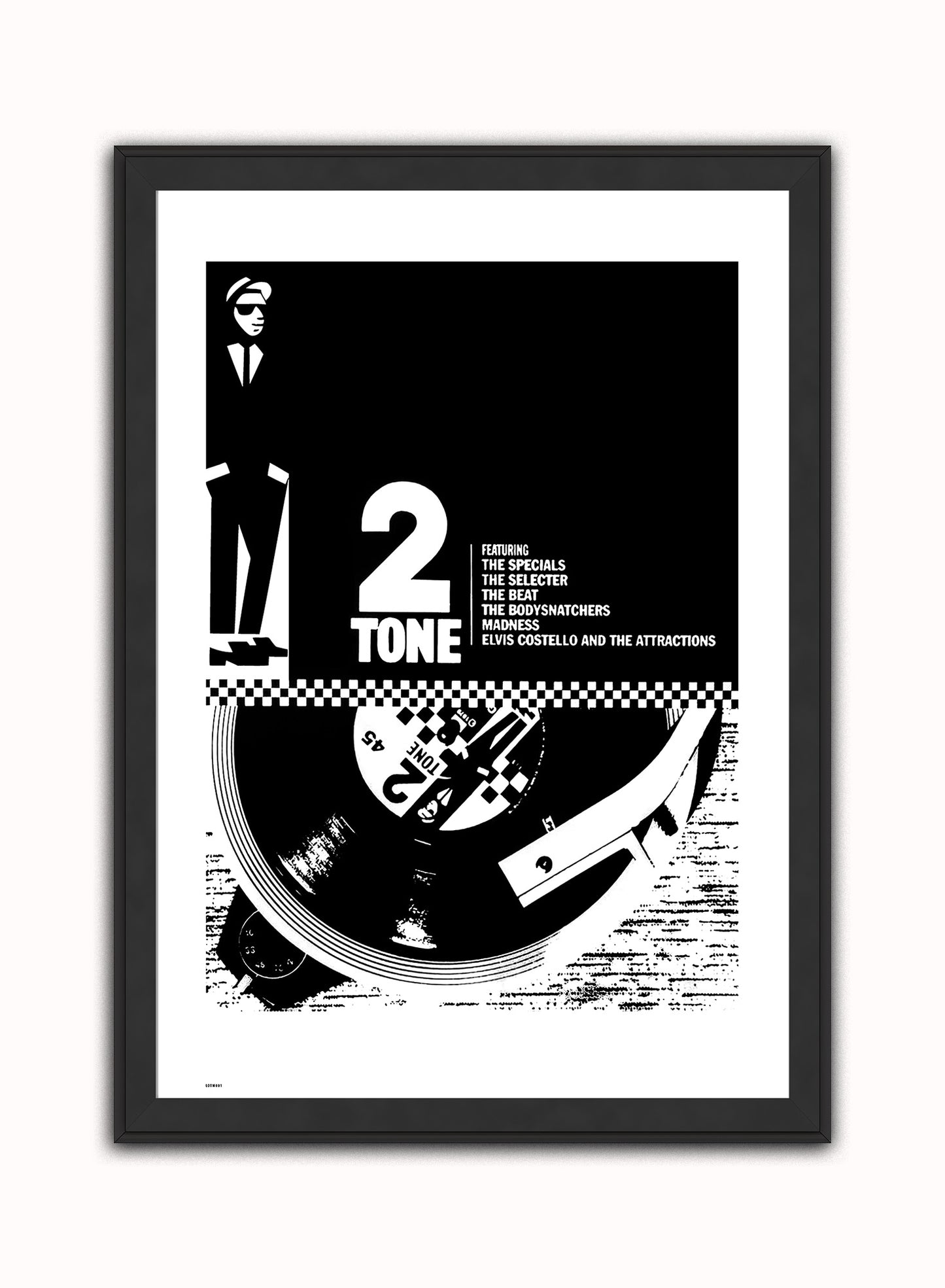 Two Tone Vintage Art Wall Art Print 70x50cm Black Frame