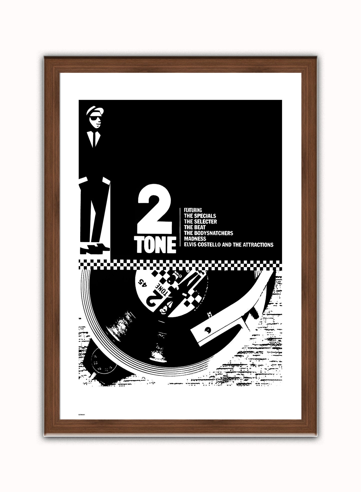 Two Tone Vintage Art Wall Art Print 70x50cm Dark Wood Frame