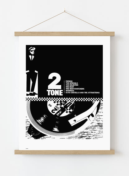 Two Tone Vintage Art Wall Art Print 70x50cm Poster Hanger