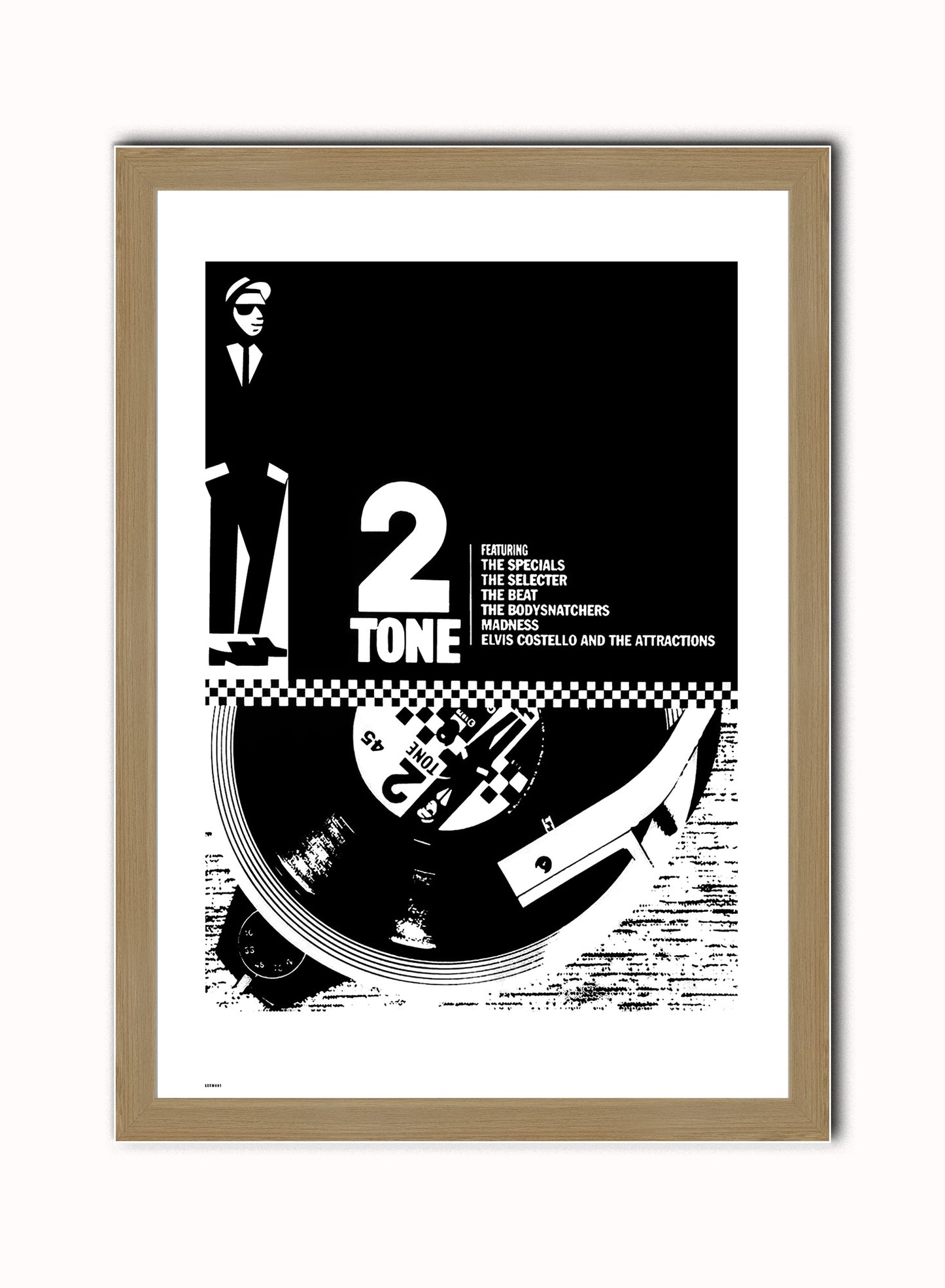 Two Tone Vintage Art Wall Art Print 70x50cm Light Wood Frame