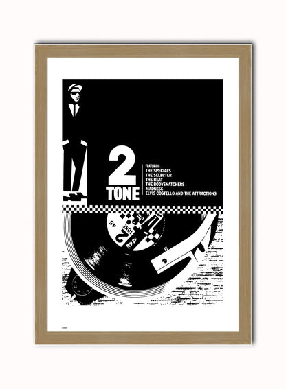 Two Tone Vintage Art Wall Art Print 70x50cm Light Wood Frame