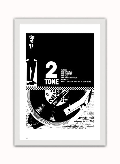 Two Tone Vintage Art Wall Art Print 70x50cm White Frame