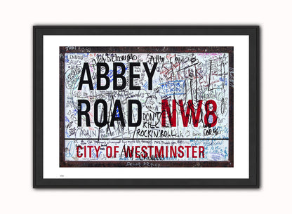 Abbey Road Vintage Art Wall Art Print 70x50cm Black Frame