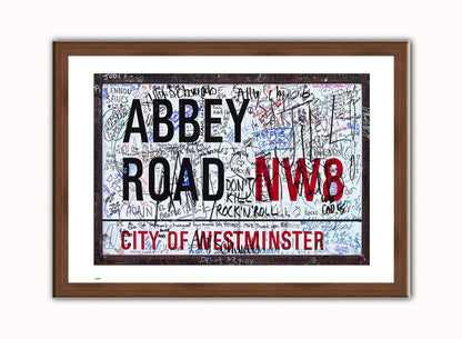 Abbey Road Vintage Art Wall Art Print 70x50cm Dark Wood Frame