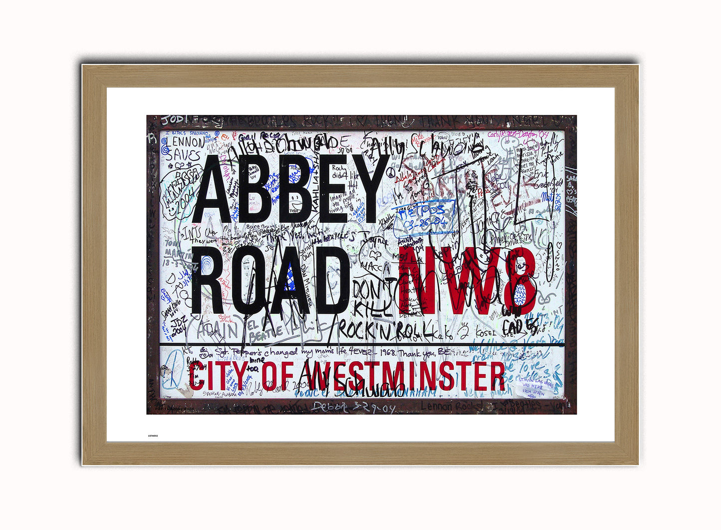 Abbey Road Vintage Art Wall Art Print 70x50cm Light Wood Frame