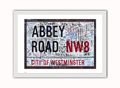 Abbey Road Vintage Art Wall Art Print 70x50cm White Frame