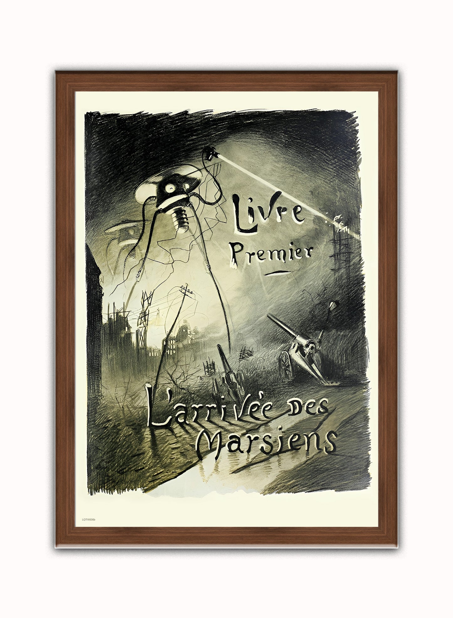 War of the Worlds French Poster Vintage Poster Wall Art Print 50x70cm Dark Wood Frame