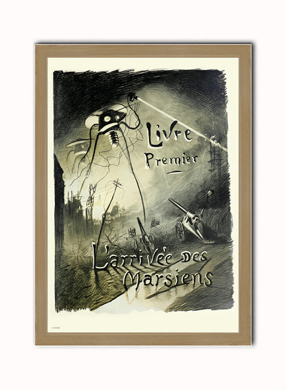 War of the Worlds French Poster Vintage Poster Wall Art Print 50x70cm Light Wood Frame
