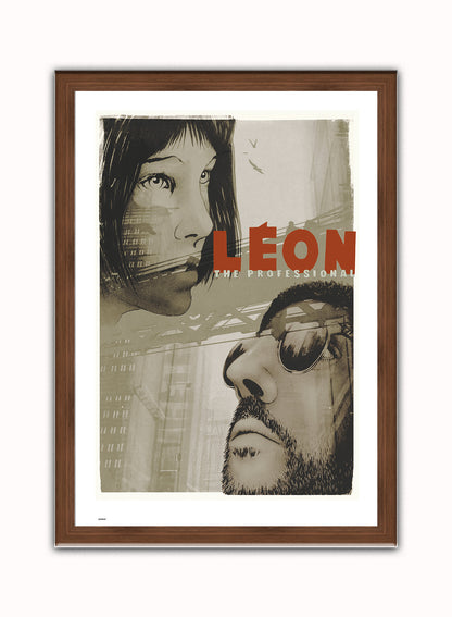 Leon Vintage Art Wall Art Print 70x50cm Dark Wood Frame