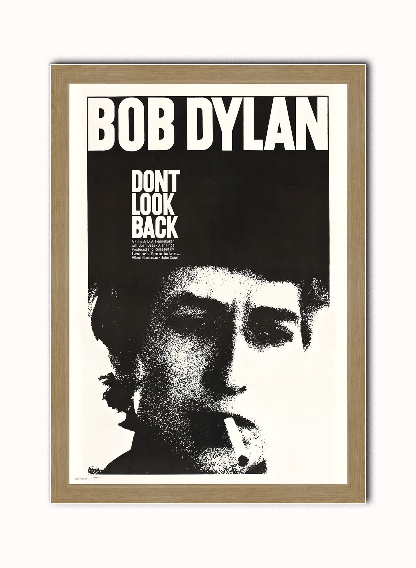 Bob Dylan Don't look Back Poster Art Print Vintage Poster Wall Art Print 50x70cm Light Wood Frame