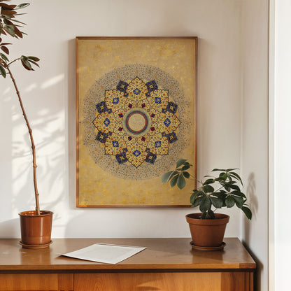 Indian Rosette Bearing the Names and Titles of Shah Jahan 1645 Vintage Art Wall Art Print 50x70cm