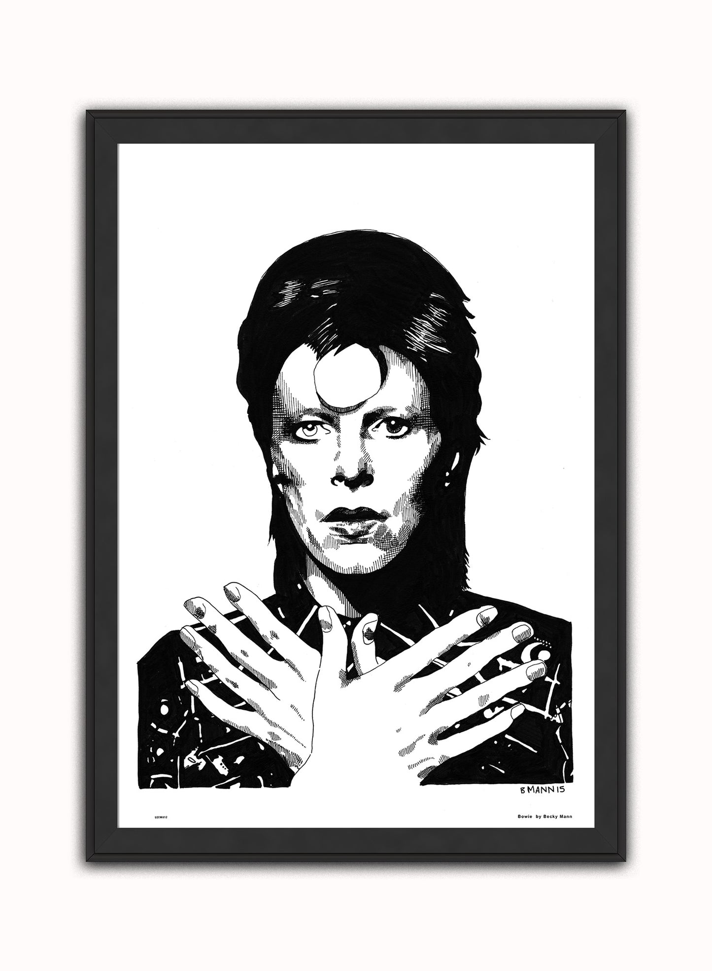 David Bowie Vintage Art Wall Art Print 70x50cm Black Frame