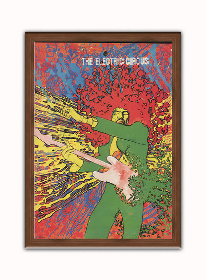 JIMI HENDRIX Promotion Poster 1970 Vintage Poster Wall Art Print 50x70cm Dark Wood Frame