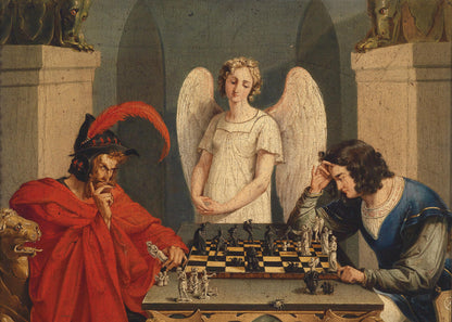 The Devil's Checkmate by Friedrich August Moritz Print – Friedrich August Moritz Vintage Art Wall Art 50x70cm