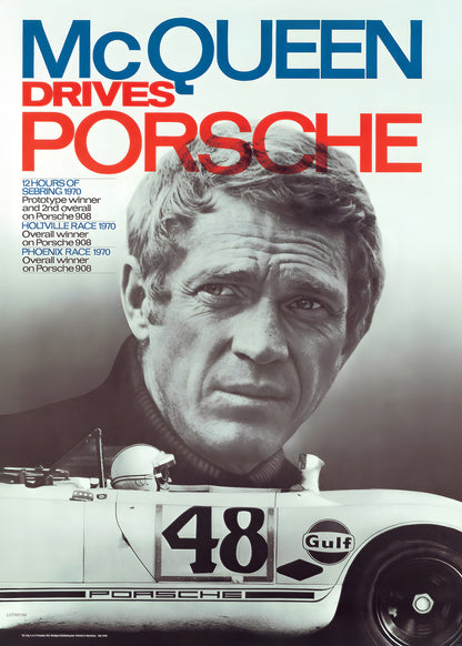 Steve Mqueen Porche Movie Poster, Vintage Hollywood Cinema Vintage Poster Wall Art Print 50x70cm